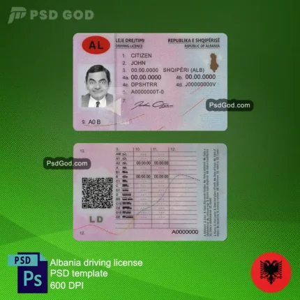 Albanien gefälschter Führerschein psd Vorlage - Model psd për leje drejtimi të rreme në Shqipëri - gefälschter albanischer Führerschein psd Vorlage- Albanien gefälschter Führerschein Vektor