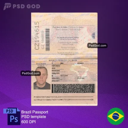 Kaufen Sie gefälschte brasilianische Pass-Brazi gefälschte Pass psd Vorlage- brasilianischen Pass psd Datei-