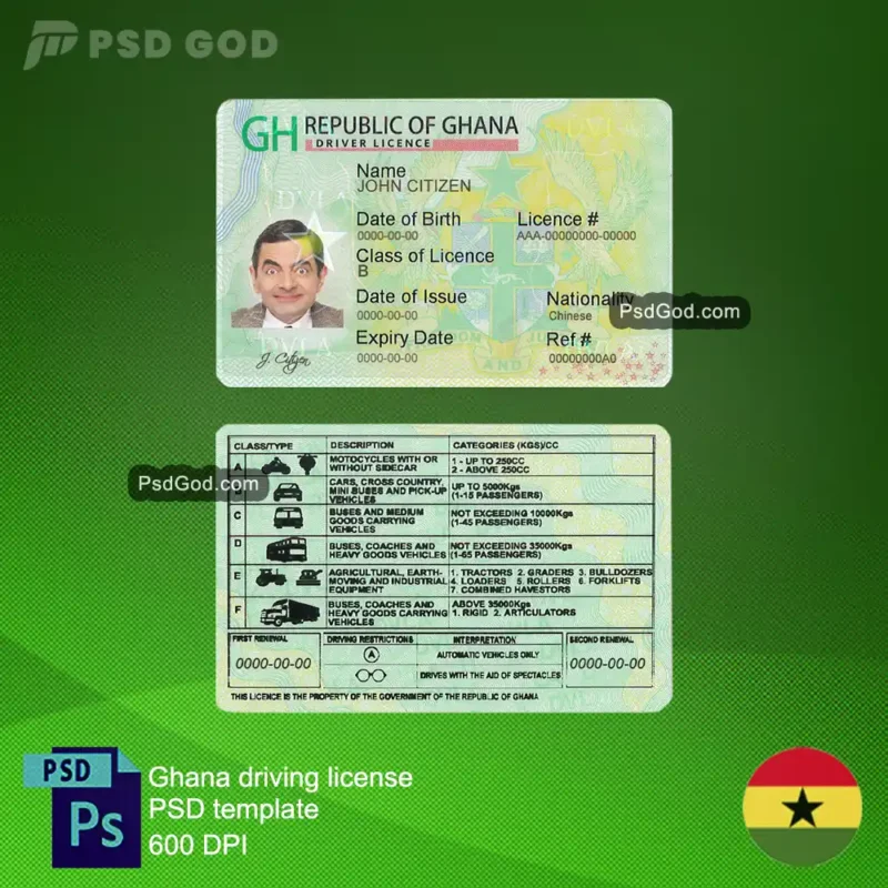 download Ghana gefälschten Führerschein psd Vorlage- Ghana atoro tumi krataa psd Vorlage - Ghana gefälschten Führerschein Vektor-Datei herunterladen
