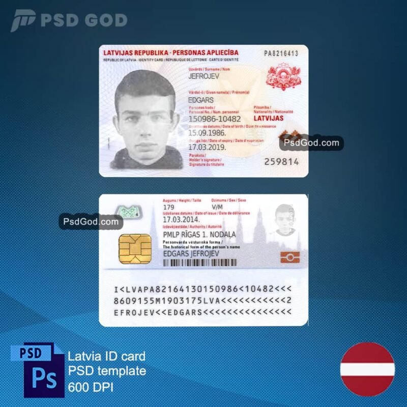 Lettland gefälschte ID-Karte psd Vorlage - Latvijas viltotas ID kartes psd veidne - kaufen Lettland gefälschte ID-Karte Vektor