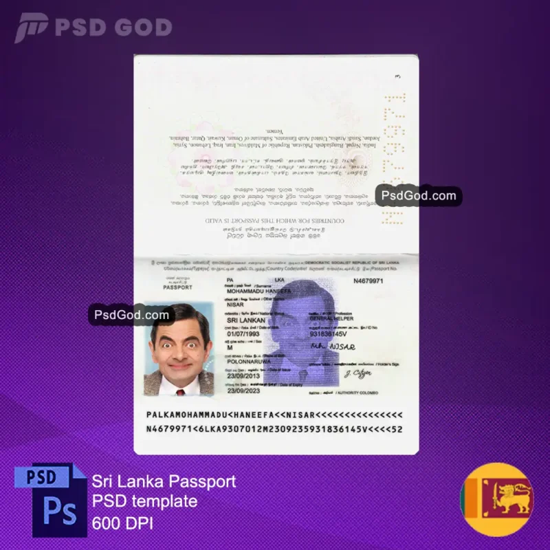 Sri Lanka pasaporte falso psd templateශ්‍රී ලංකා ව්‍යාජ විදේශ ගමන් බලපත්‍ර psd සැකිල්ල Comprar Sri Lanka pasaporte vecror