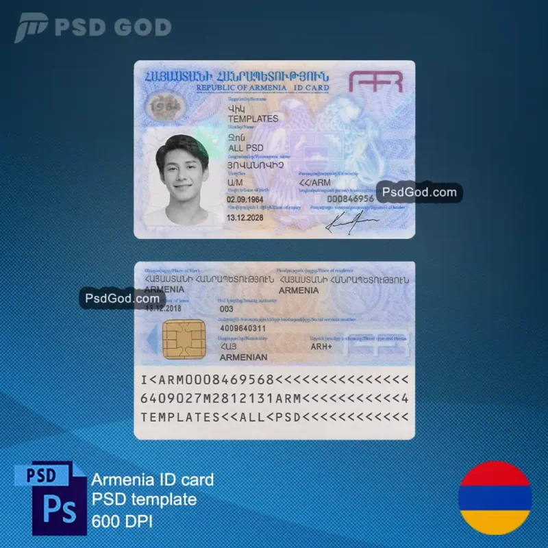 Kaufen oder Herunterladen Armenien gefälschte ID-Karte psd Vorlage - Հայաստանի կեղծ նույնականացման քարտի psd ձևանմուշ - kaufen oder herunterladen gefälschte armenische Vektor-Datei
