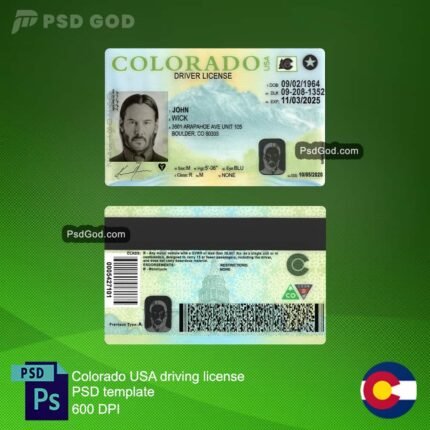 comprar o descargar Colorado EE.UU. licencia de conducir falsa plantilla psd - 购买或下载科罗拉多州美国假驾驶执照 PSD 模板 - Comprar o descargar Coloradan licencia de conducir falsa - 购买或下载假科罗拉多州驾驶执照