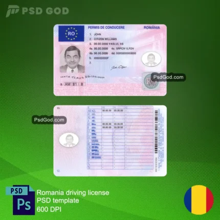 Kaufen oder Herunterladen Rumänien gefälschten Führerschein psd Vorlage - Cumpărați sau descărcați șablonul psd permis de conducere fals România - Kaufen oder Herunterladen gefälschten rumänischen Führerschein Vektor-Datei - Cumpărați sau descărcați fișier vectorial permis de conducere românesc fals