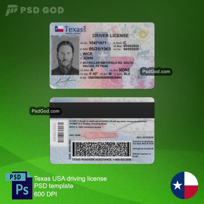 Kaufen oder Herunterladen Texas USA gefälschten Führerschein psd Vorlage - 购买或下载美国德克萨斯州假驾驶执照 PSD 模板 Kaufen oder Herunterladen gefälschten Texas Führerschein Vektor-Datei - 购买或下载假德克萨斯州驾驶执照矢量文件